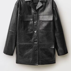 Mango Classic Black Leather Jacket